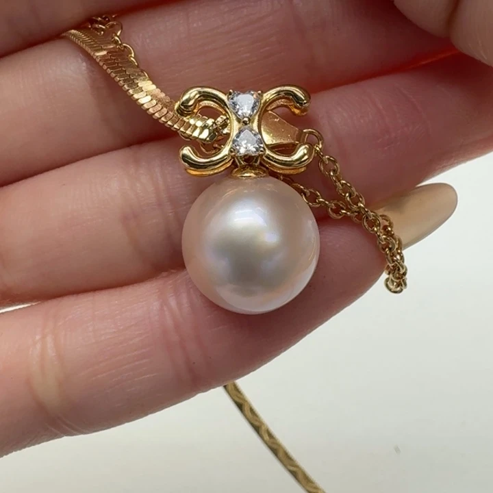 银S925镶嵌拼合珍珠（马贝珠）颈饰