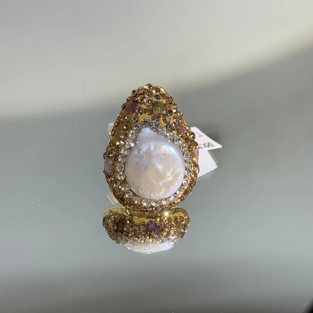 铜合金合成锆石戒指 TTSD 白色巴洛克时尚潮流百搭款戒指 247