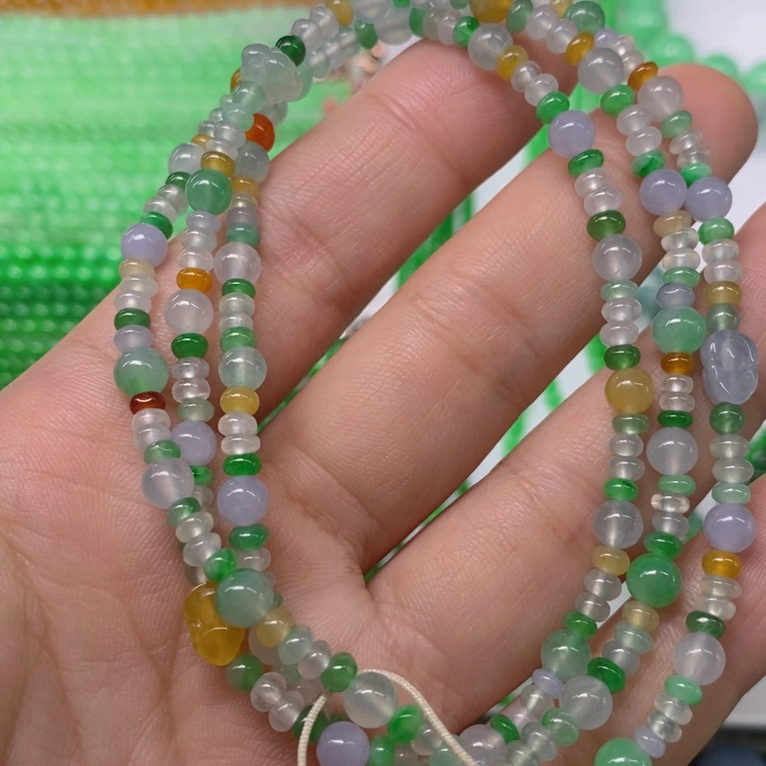 翡翠未镶嵌颈饰缅甸天然翡翠冰种多宝塔链