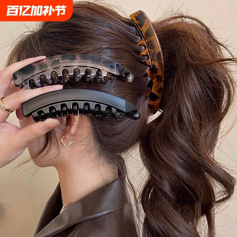 复古豹纹香蕉发夹女高级感马尾扭扭夹子气质后脑勺显发量抓夹头饰