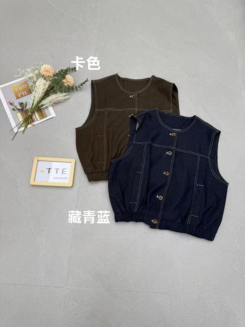 【TTE严选】2025秋装休闲明线束腰马夹（0924-17）