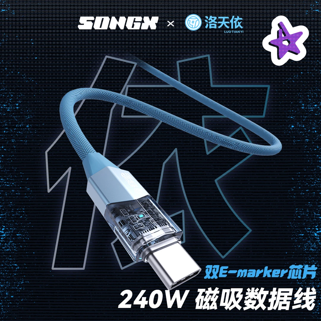 SONGX洛天依联名240w手机快充线数据线适用于苹果typec数据线