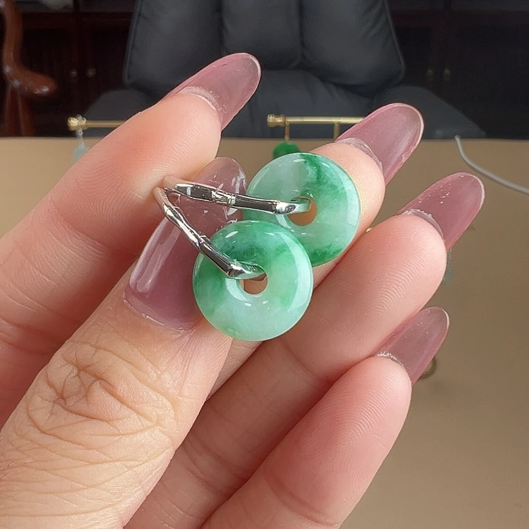 翡翠银S925镶嵌耳饰耳饰