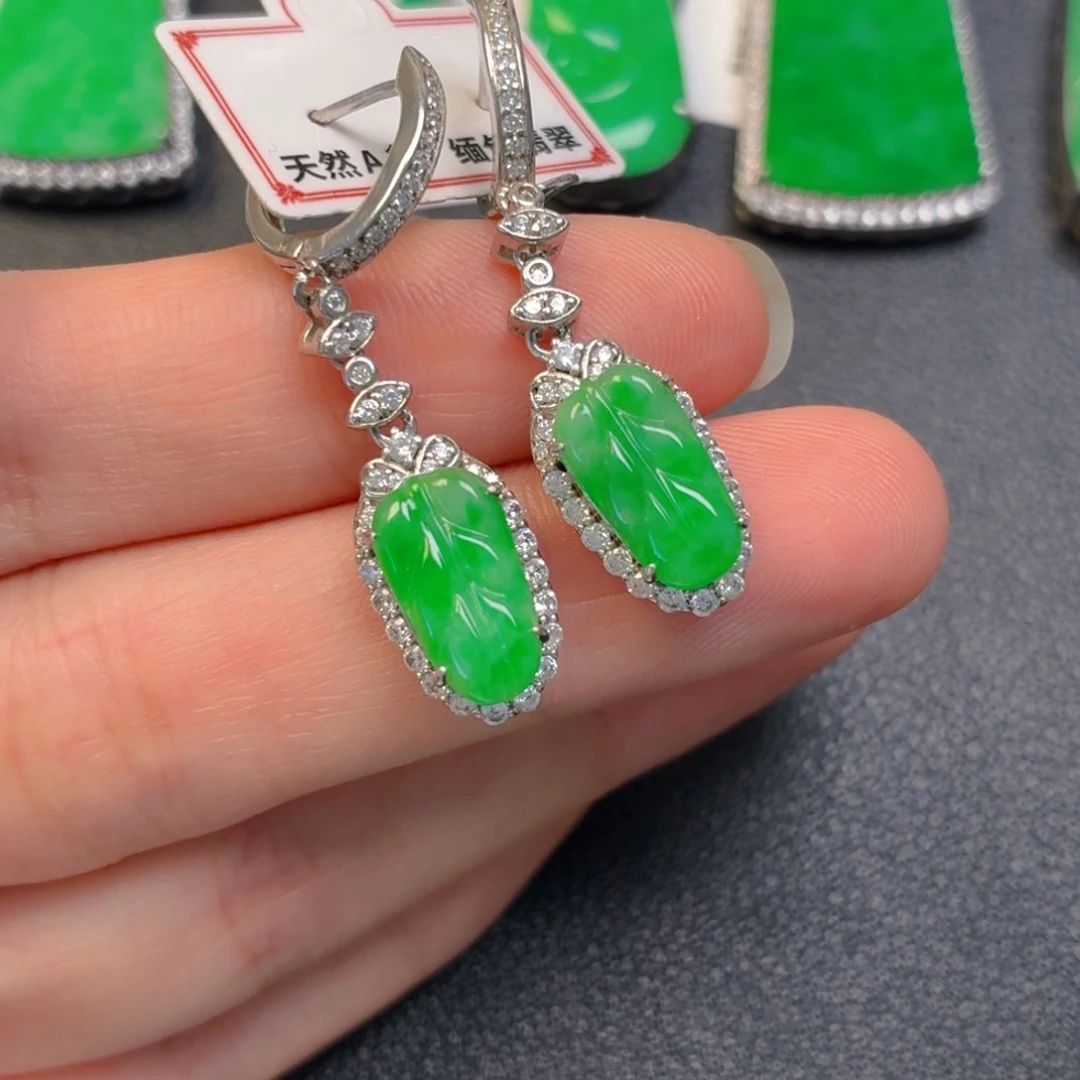 翡翠银S925镶嵌吊坠(不含链)耳坠