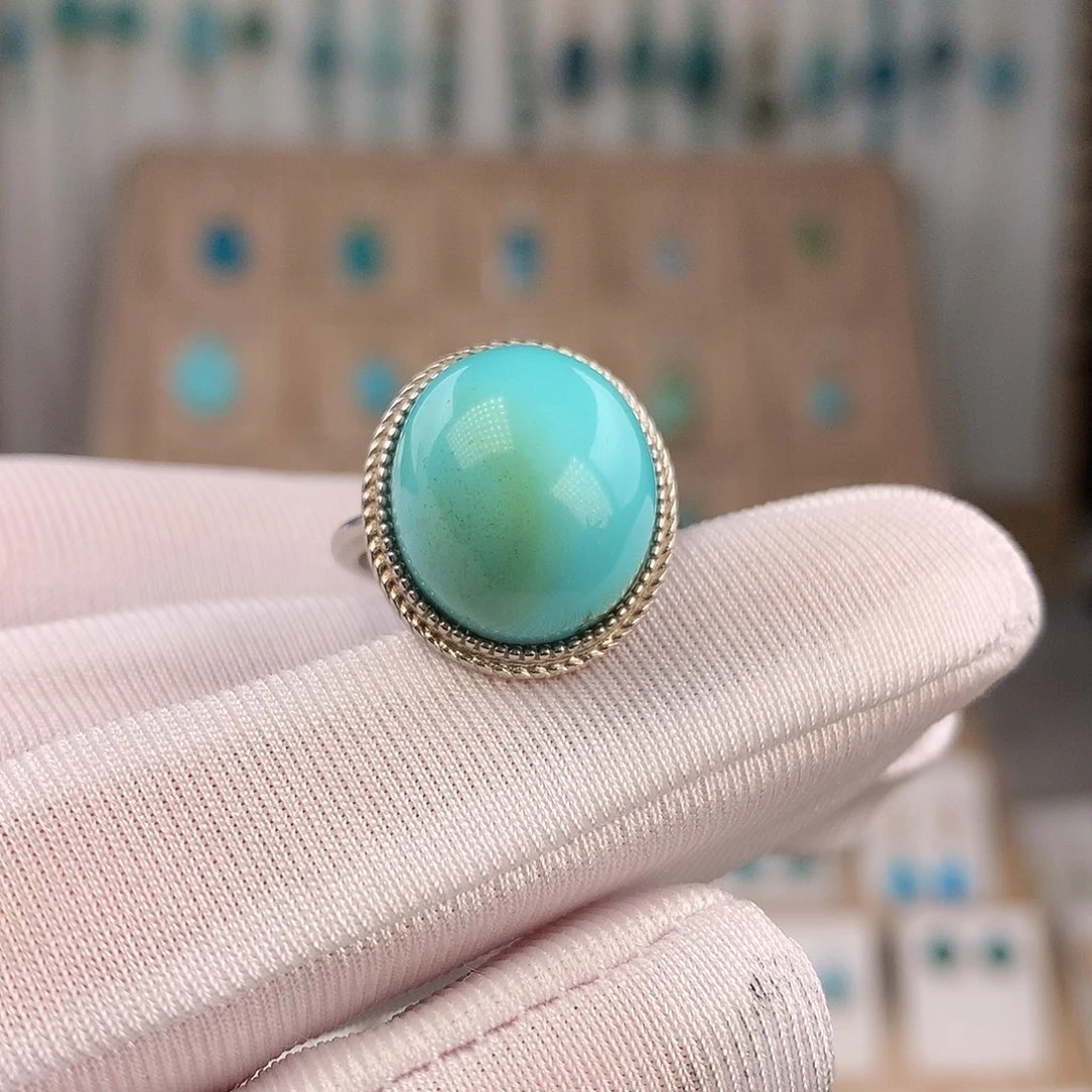 绿松石银S925镶嵌戒指
