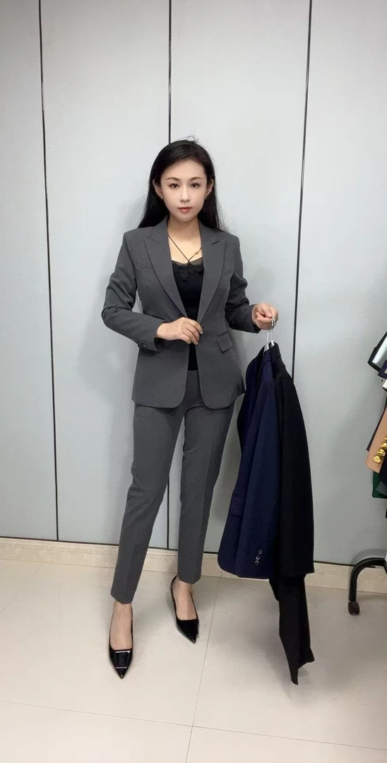 8528小直筒西装套装女春秋爆款高级感女款新款洋气气质时尚女装