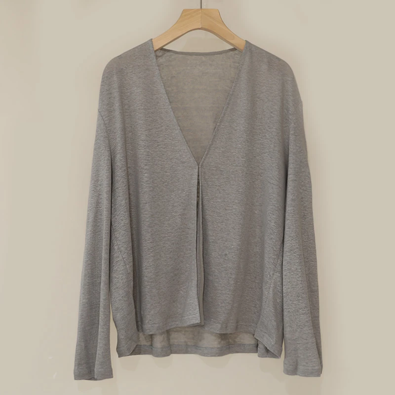 【灰色】设计感气质百搭圆领女士上衣软糯慵懒风温柔舒适两件套