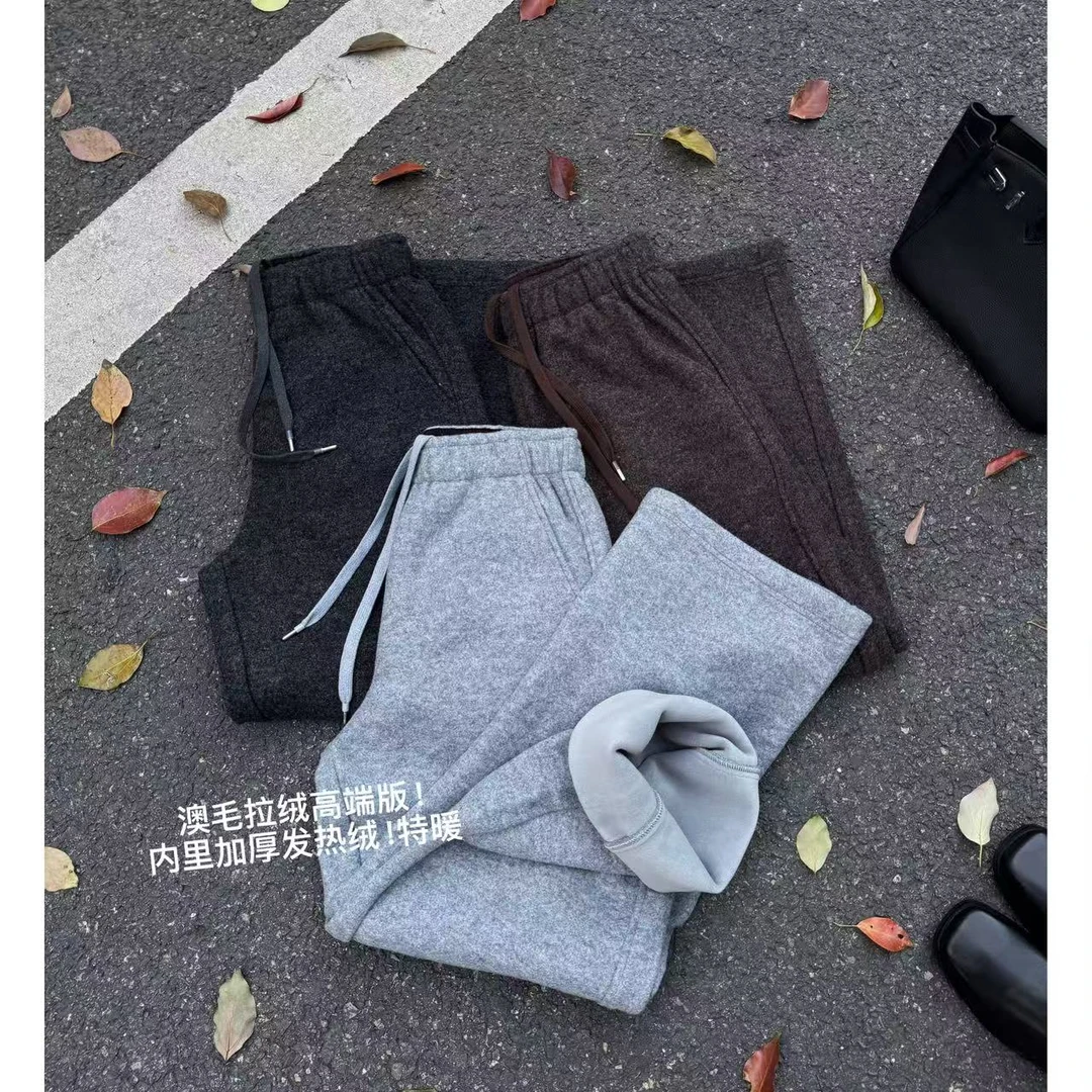 LOCO零下裤 澳毛拉绒羊毛裤！加绒加厚窄版阔腿弯刀裤LOKZ92