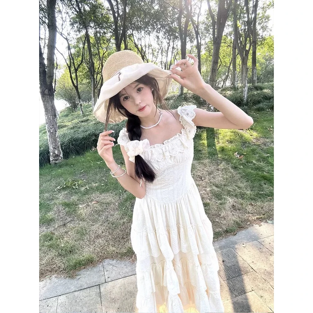 【现货】SISI JIANG“ 花园轻舞度假长裙”法式重工连衣裙