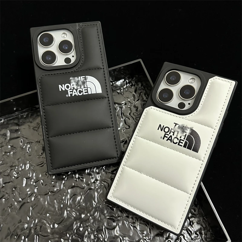 秋冬北羽绒服面适用苹果16pro手机壳创意方形15promax/14黑白13潮