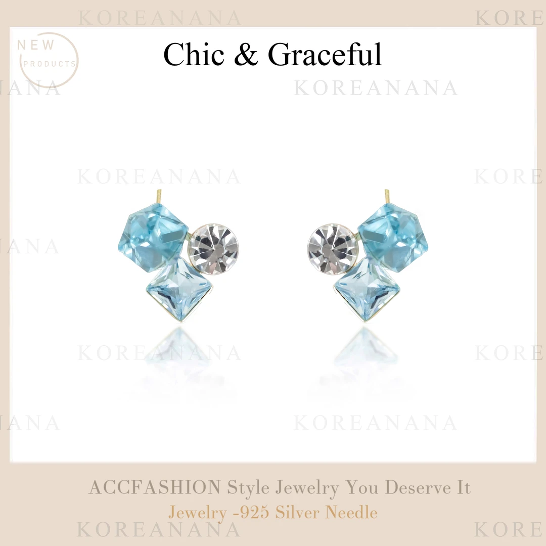 铜合金耳饰 「海盐蓝花样年华 」轻奢简约夏日彩色多巴胺耳钉A247