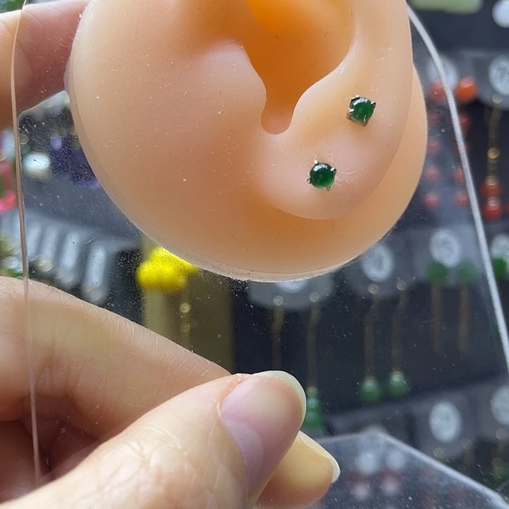 翡翠银S925镶嵌耳饰