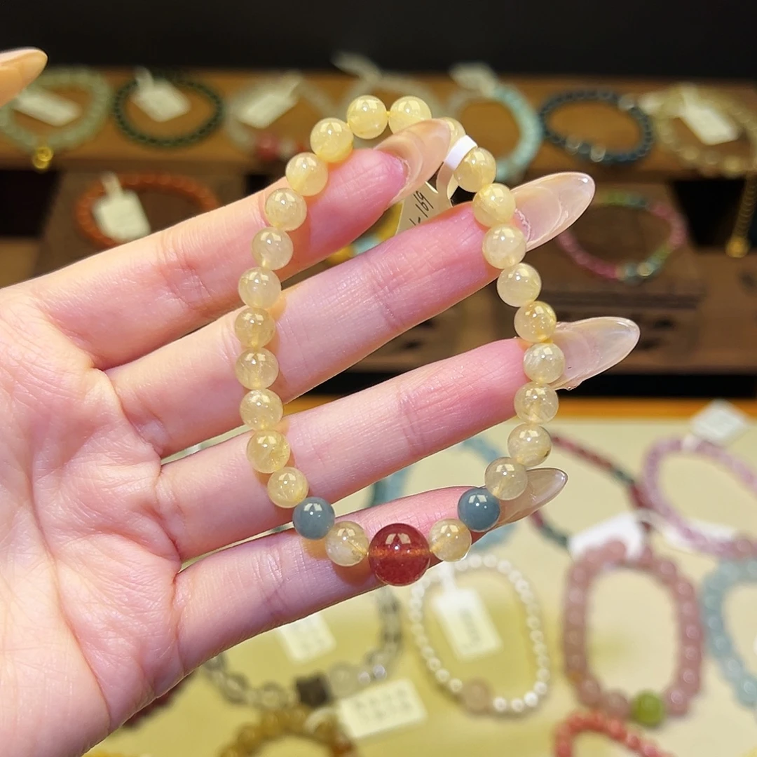 水晶手链银S925镶嵌金发9401