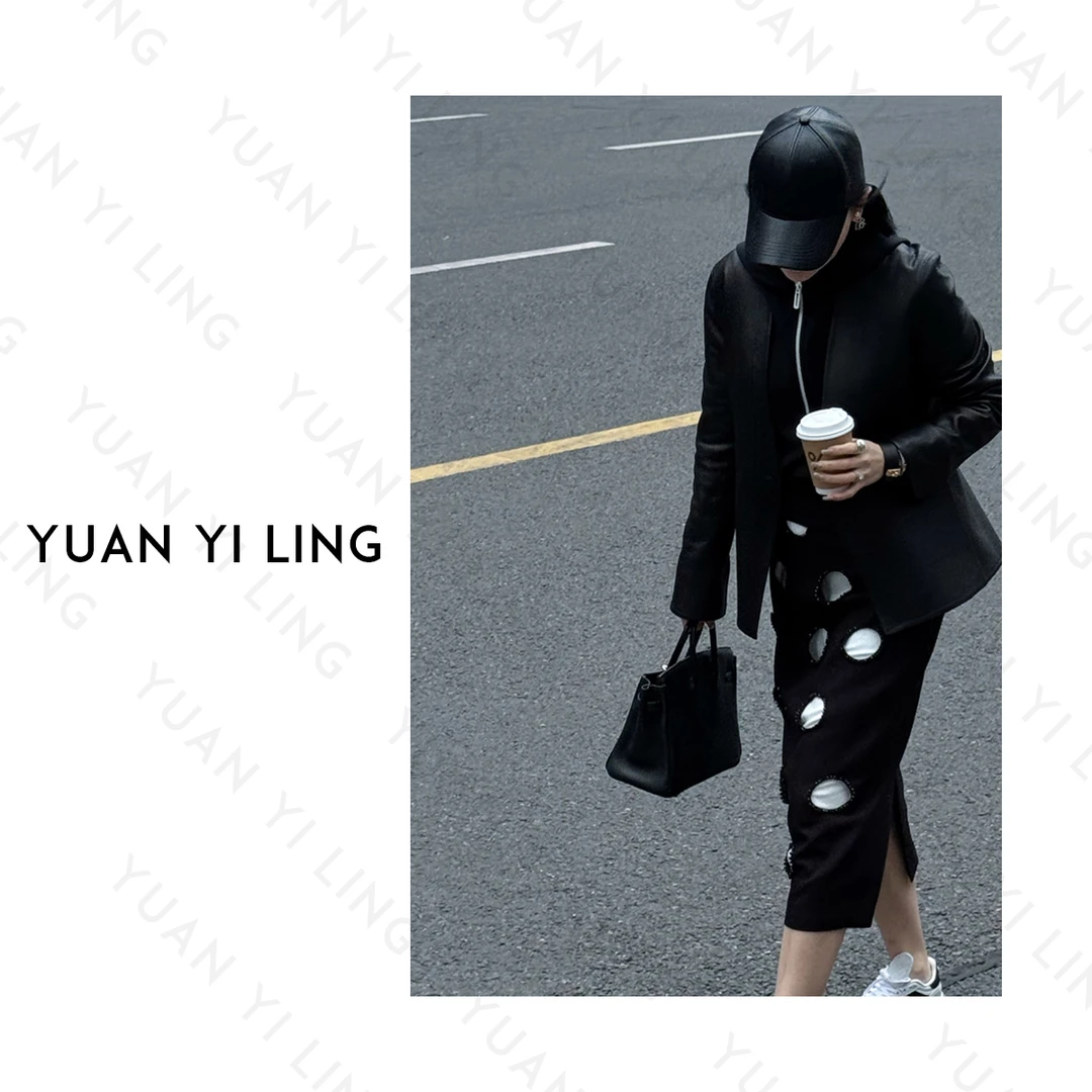 袁艺灵【ROW风】25新款春老钱V领进口山羊皮英气潮流时尚外套