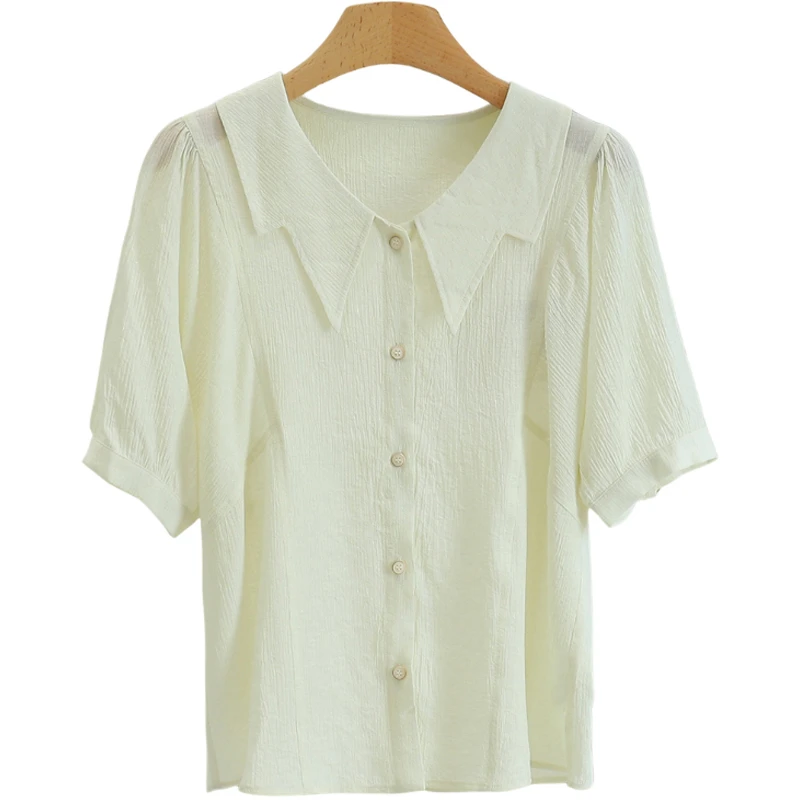 F270-【恋】肌理感百搭单排扣方领衬衫#ZML56S014