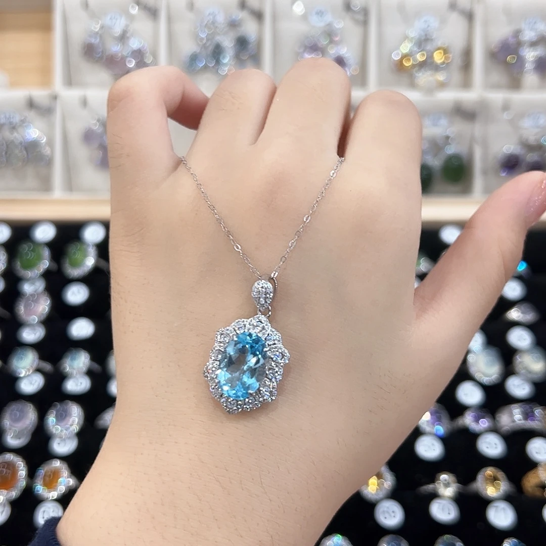 A***C银S925镶嵌吊坠(赠链)托帕石