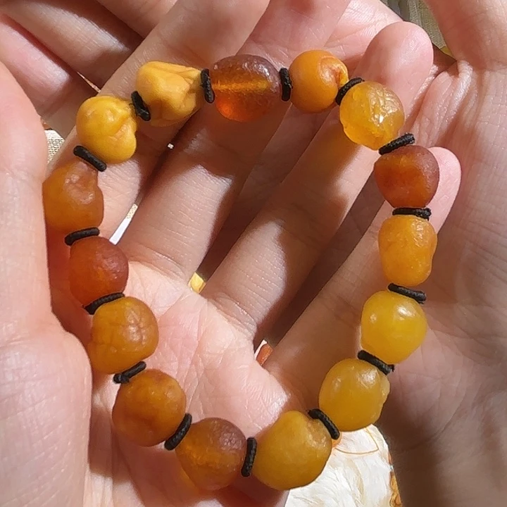琥珀未镶嵌颈饰蜜蜡海漂手串