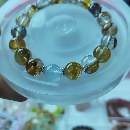 烟晶银S925镶嵌手链