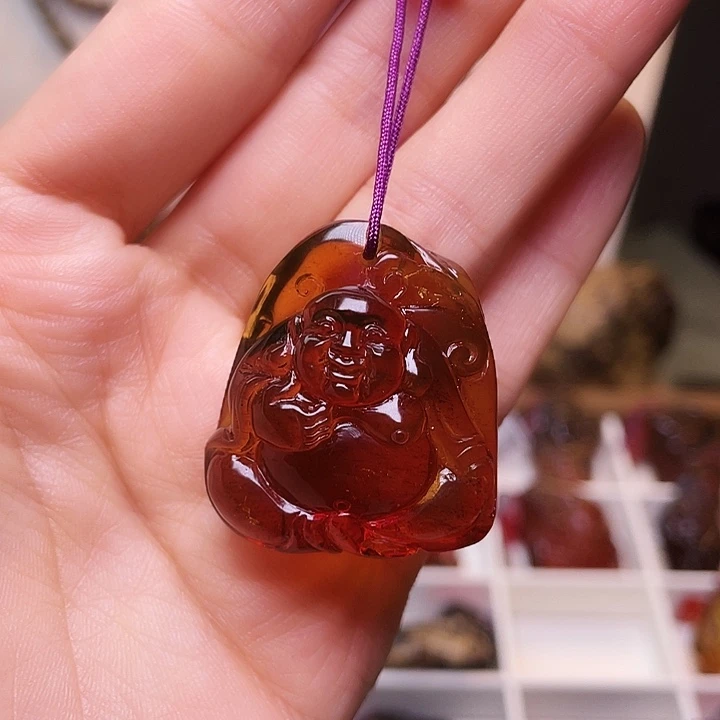 琥珀未镶嵌裸石抚顺琥珀金珀笑佛274
