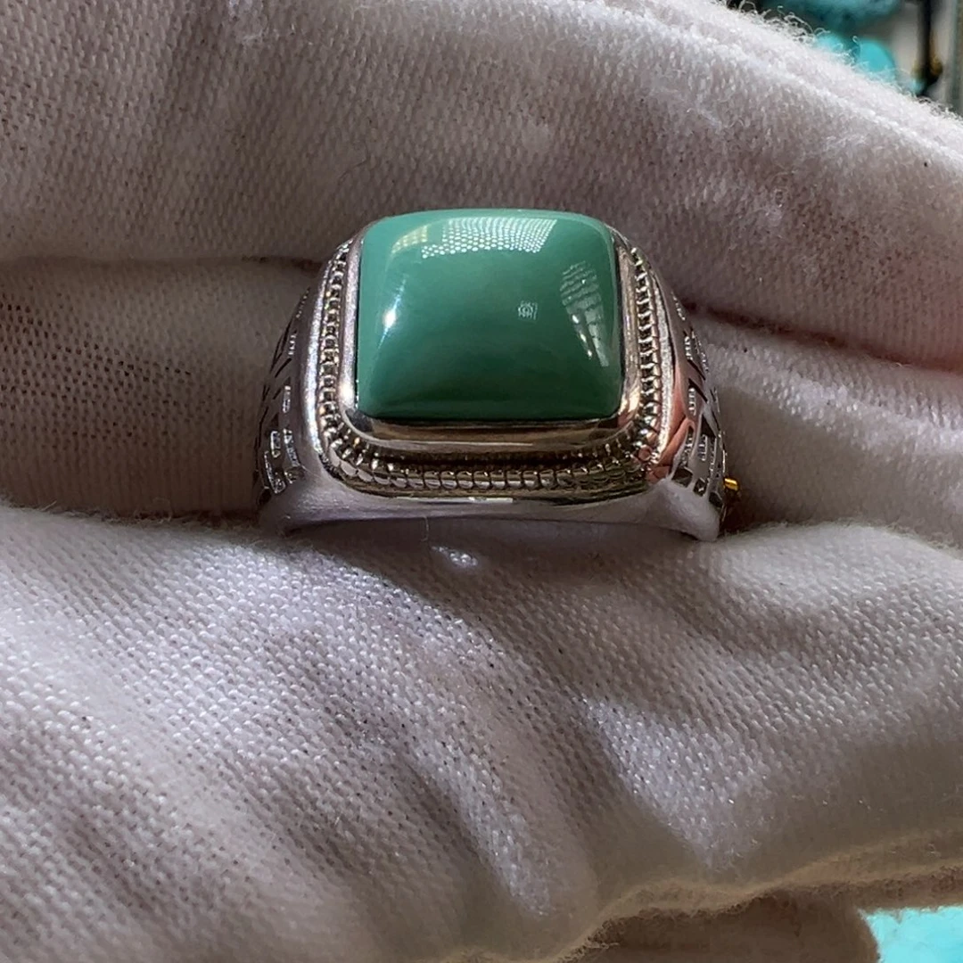 绿松石银S925镶嵌戒指