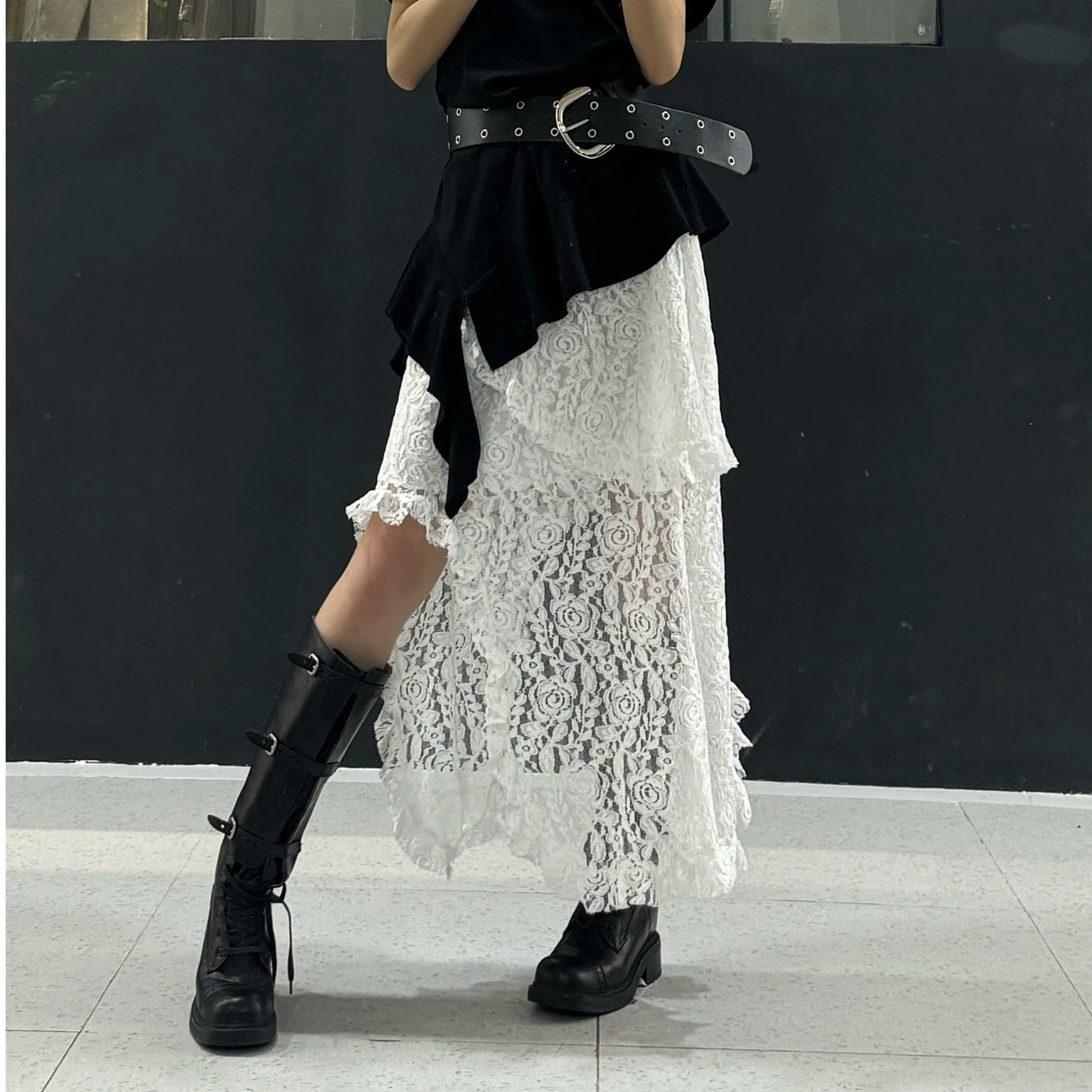 YUYU女装新款时尚洋气百搭小众蕾丝半裙