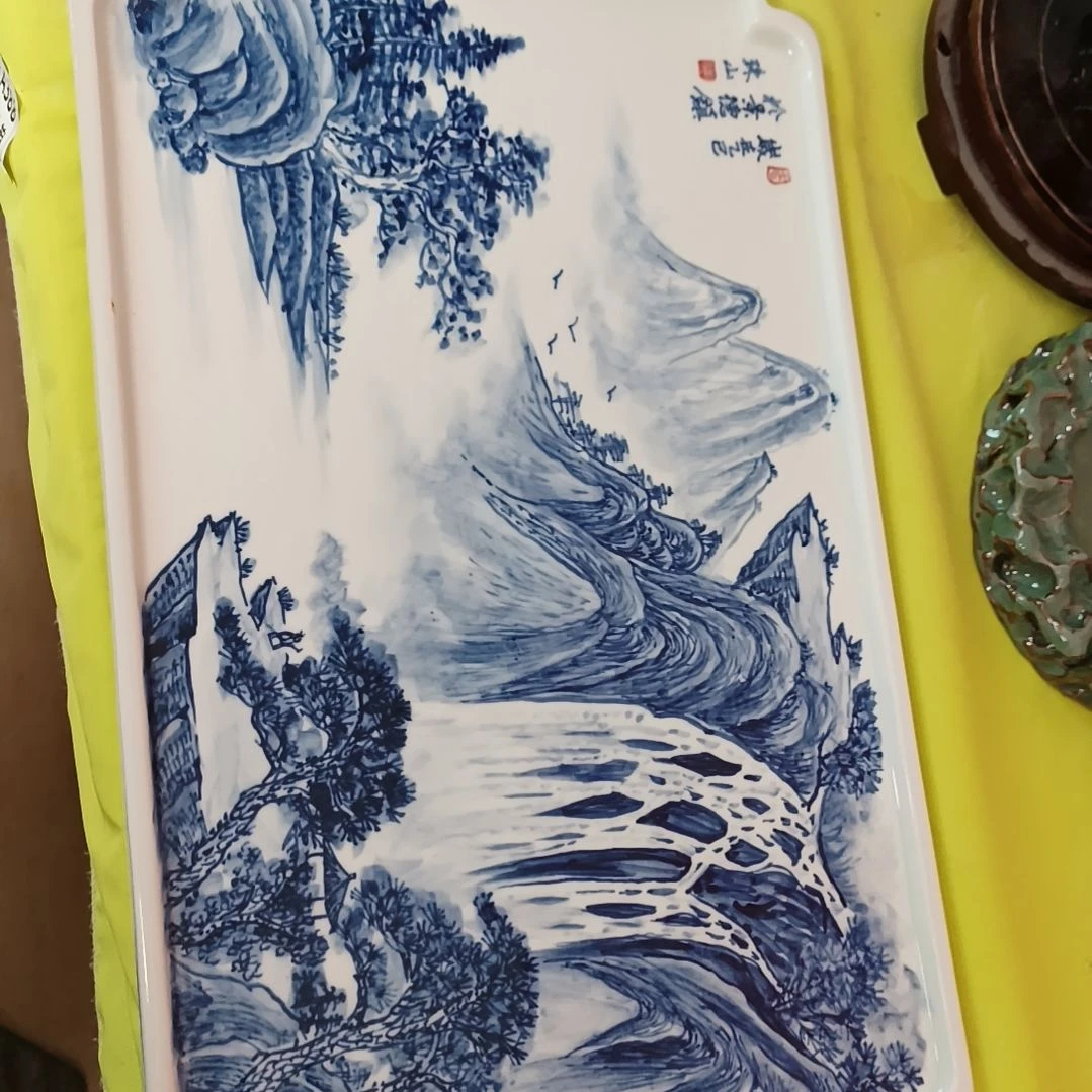 盘景德镇手绘釉下彩青花