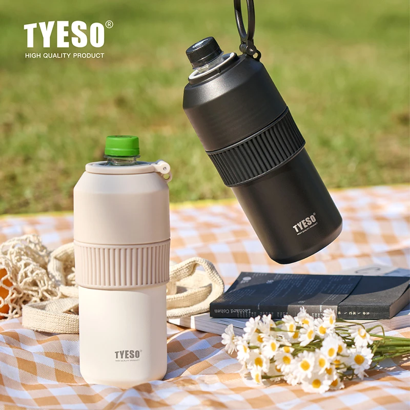 TYESO泰硕瓶中瓶保温杯高颜值大容量保冷杯户外运动耐高温水杯子