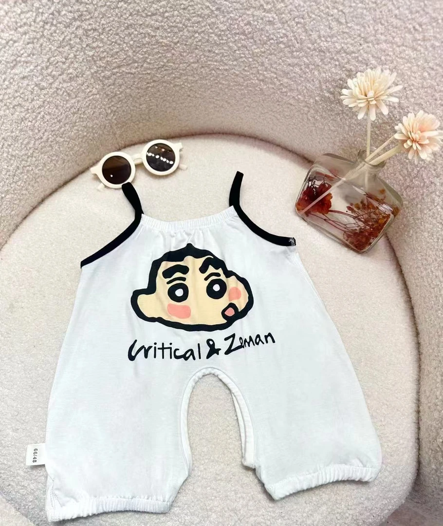 夏季薄款婴幼儿吊带连体开裆爬服宝宝哈衣轻薄爬服空调服睡衣