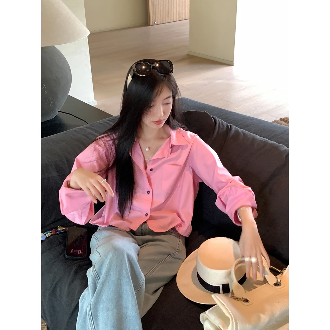 夏诗文 天丝莱赛尔翻领扭扭乐设计感衬衫女夏短上衣