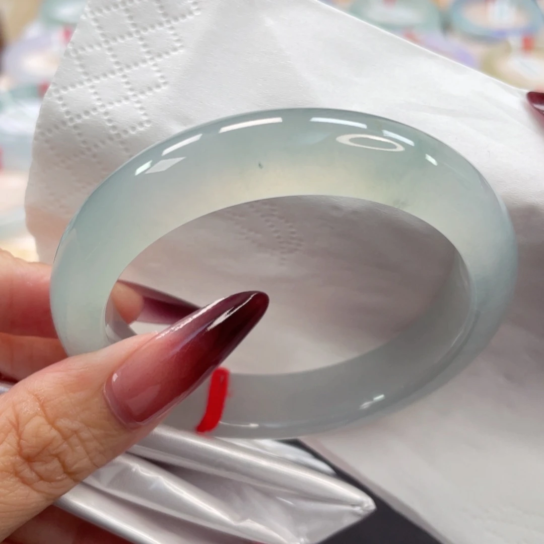 未镶嵌手镯翡翠25号57种老冰透起光淡晴绿底清新百搭