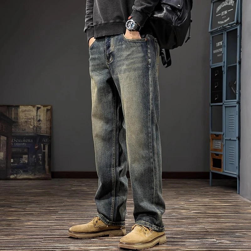 Cebrodz百搭垂感直筒牛仔裤男春秋新款复古水洗轻奢潮牌休闲长裤