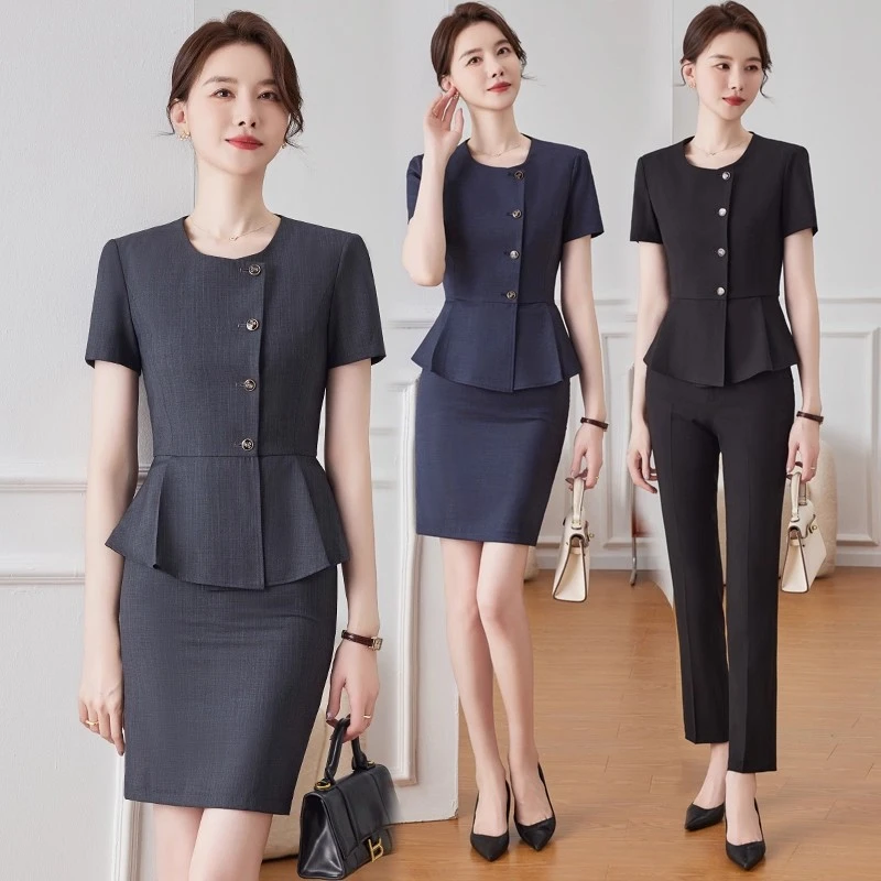 高端西装套装女2025新款夏季酒店经理前台珠宝店美容院职业工作服