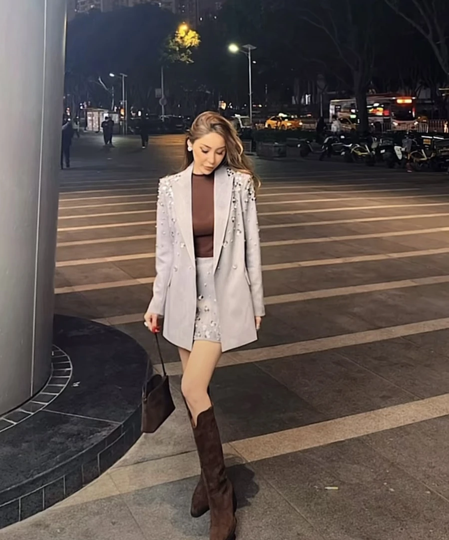 ＭＡＤＡＮＹ重工西装外套+半身裙套装（实体店款不退可换尺码）