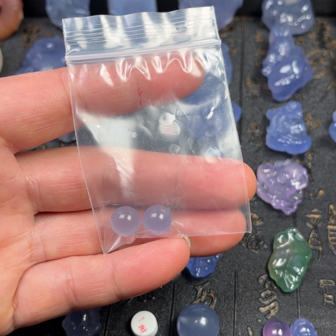 玛瑙/玉髓未镶嵌颈饰珠子一对不打孔