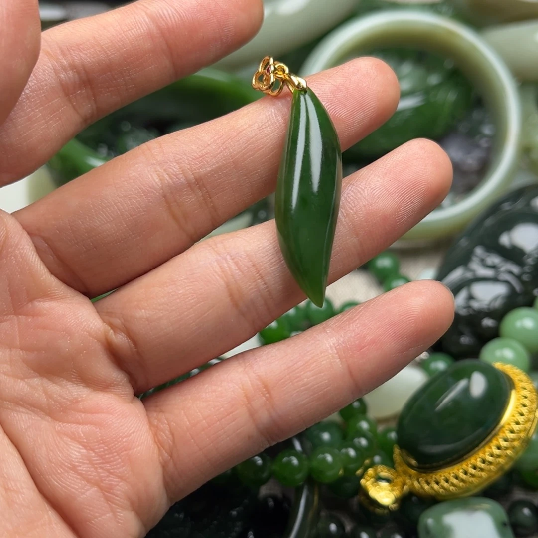 和田玉（碧玉）银S925镶嵌颈饰