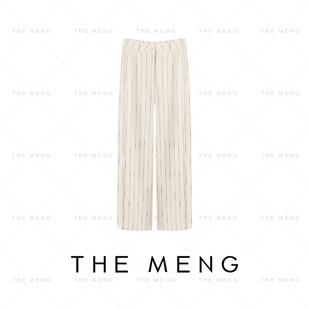 THE MENG【云行】精纺长绒棉麻通勤显瘦阔腿休闲裤#M241P008