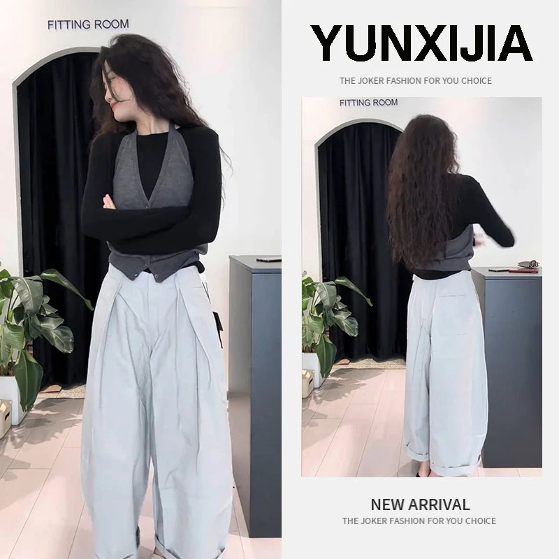 2025早秋新款韩系休闲时尚气质减龄上衣吊带背心裤子三件套