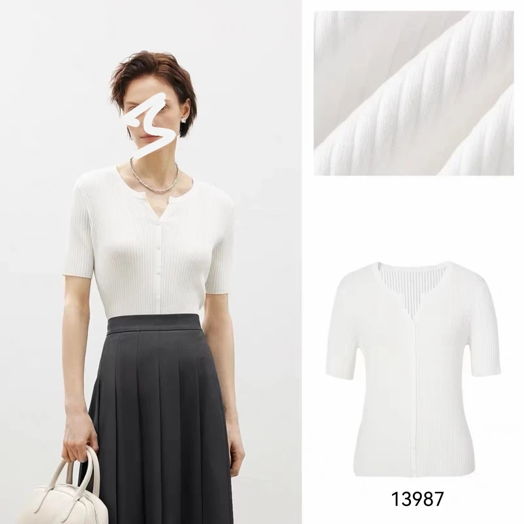 13987（部分无水洗唛，介意慎拍） CHUXUN新款剪刀领开衫短袖