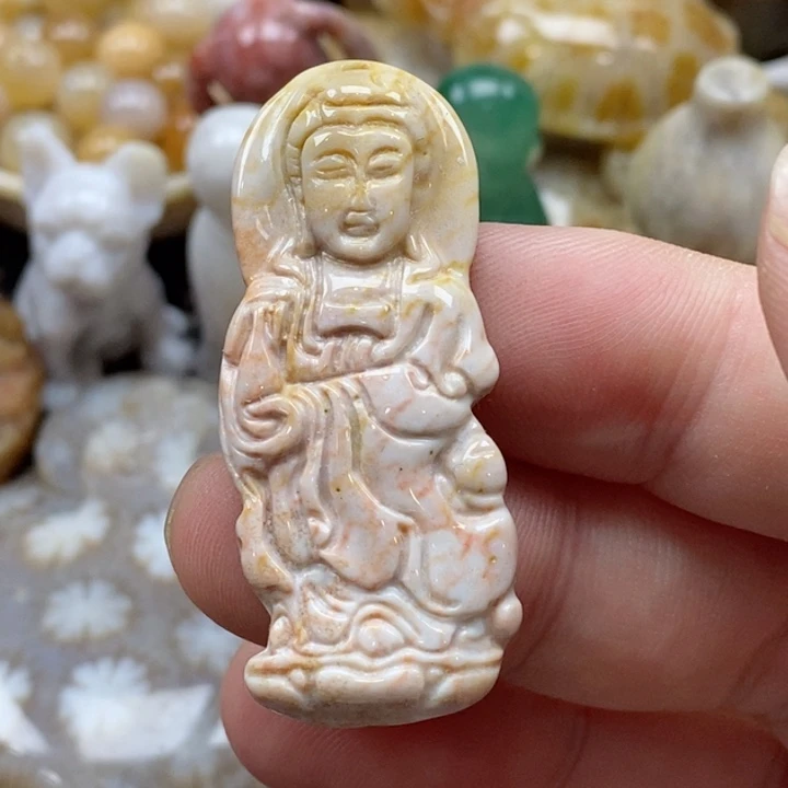 硅化珊瑚（珊瑚玉）颈饰未镶嵌小吊坠