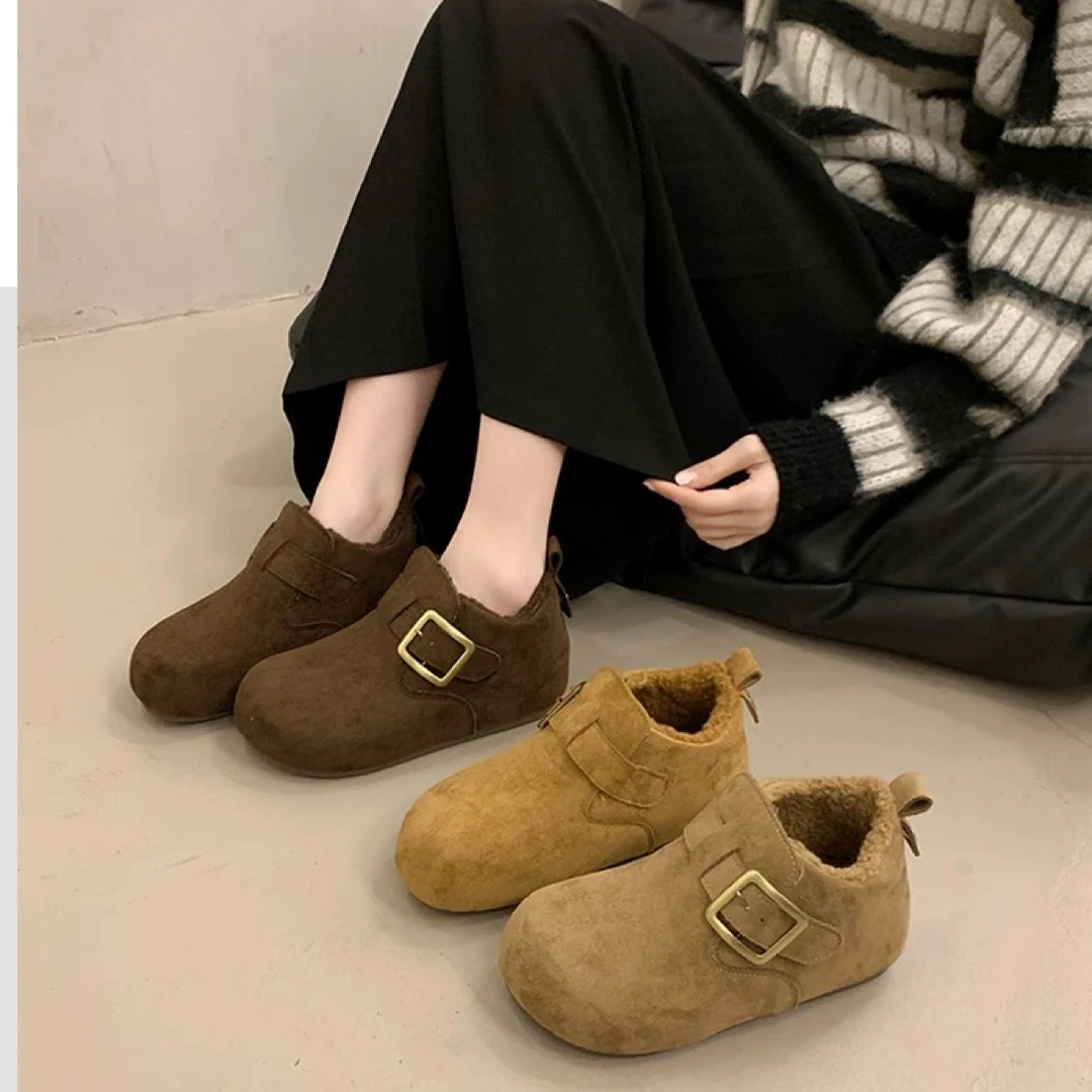 99901欧货厚底加绒勃肯2025冬季羊京绒一脚蹬棉鞋百搭休闲雪地靴
