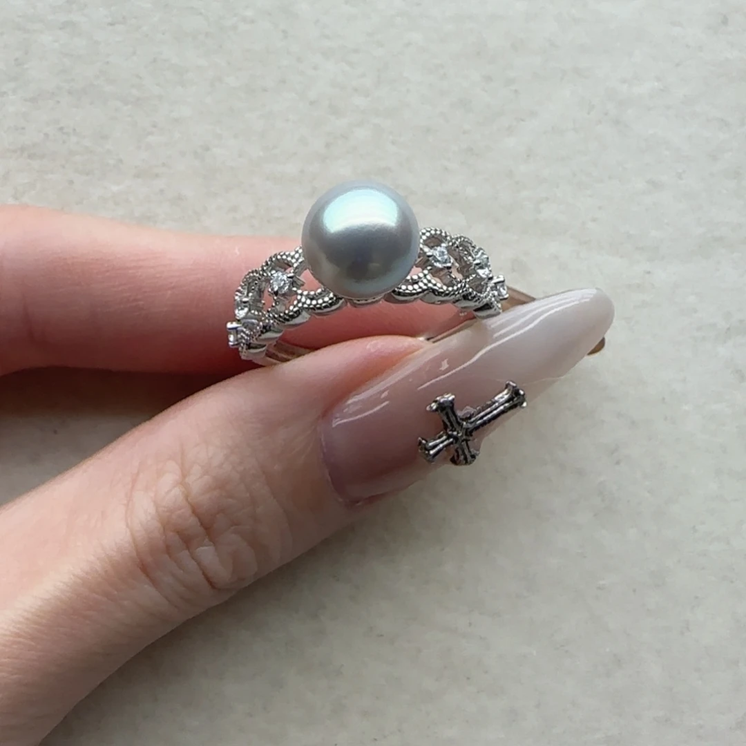 戒指33银S925镶嵌海水珍珠