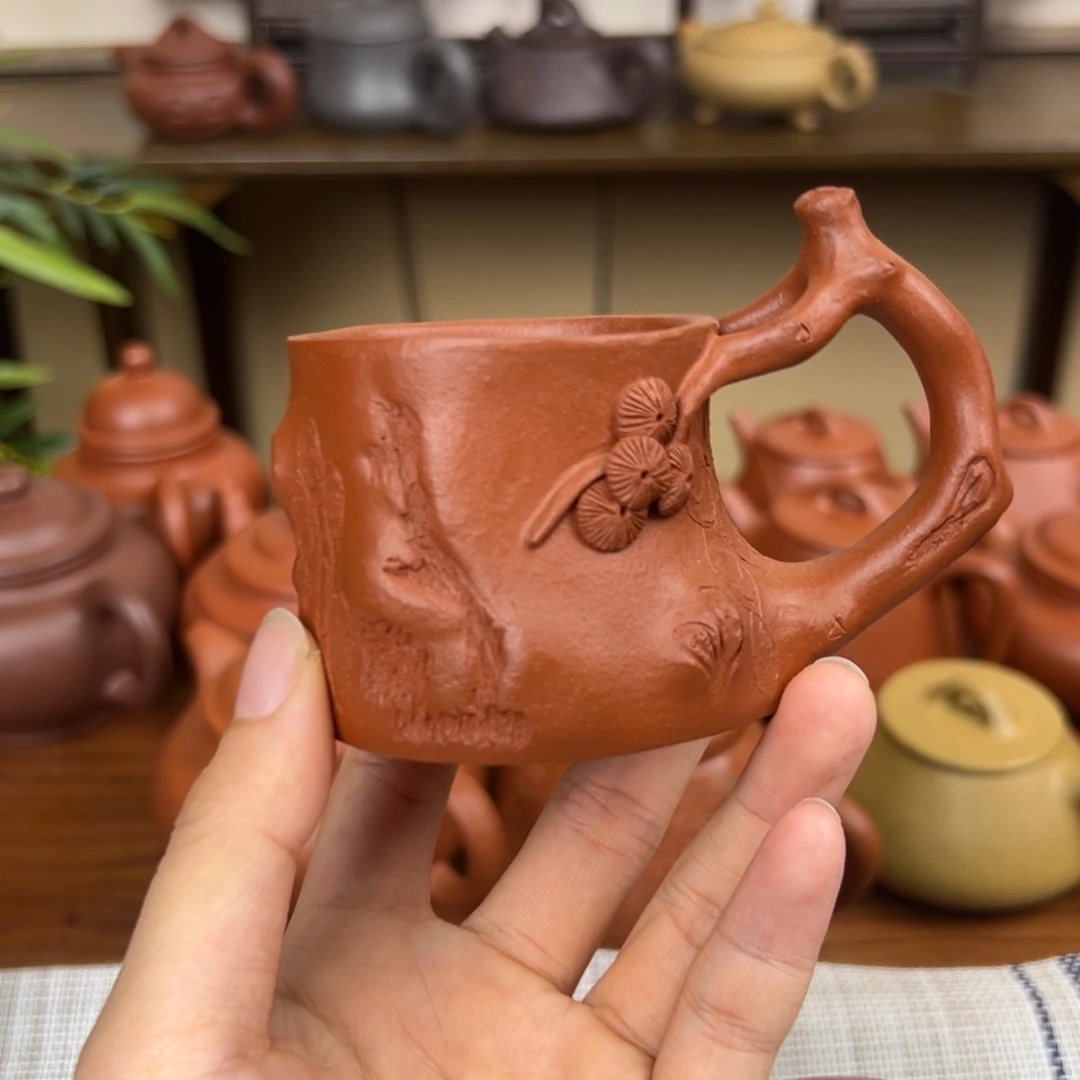 紫砂茶壶紫砂壶杯子红卫朱泥70cc