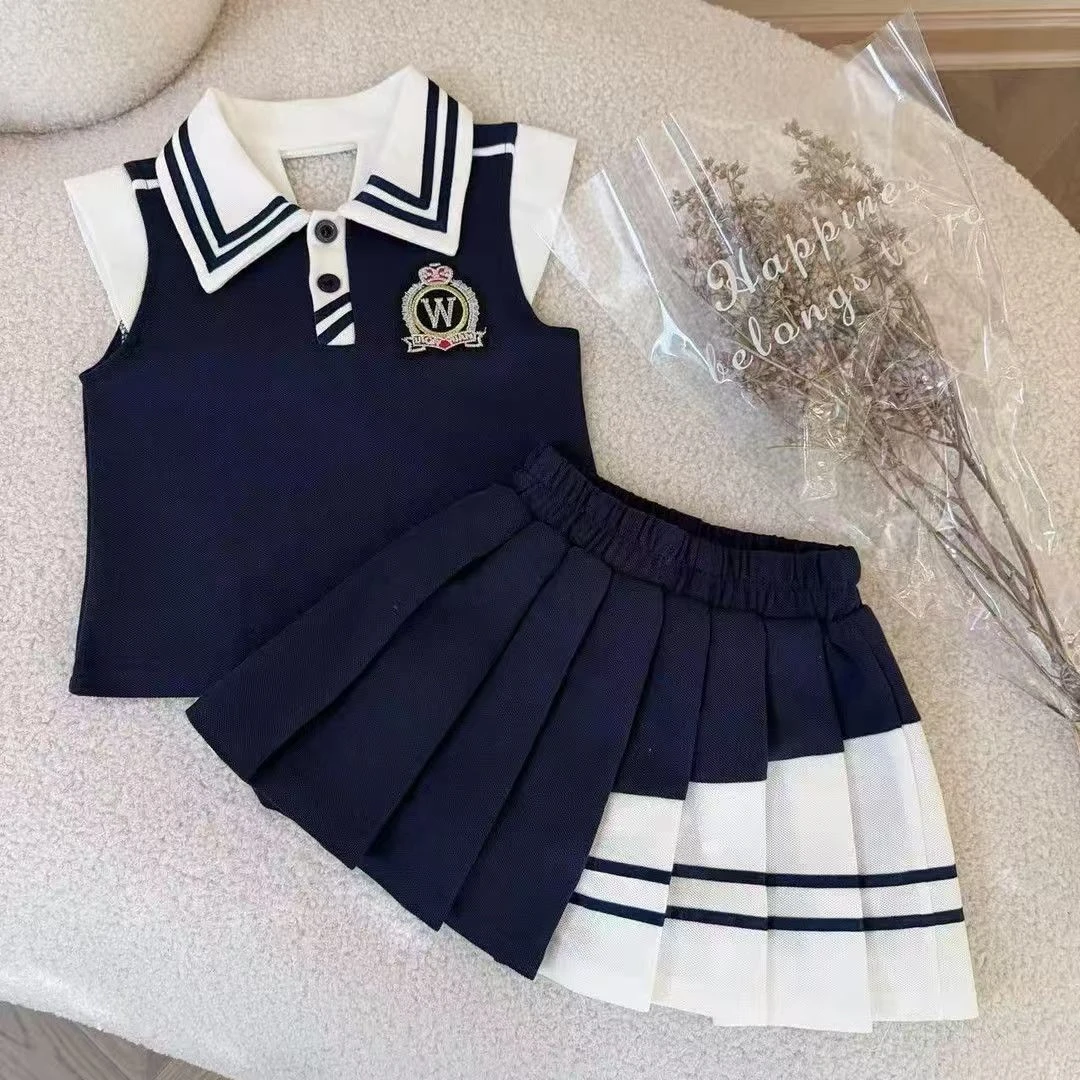 女童套装2025夏季新款童装运动气质女孩洋气半裙两件套