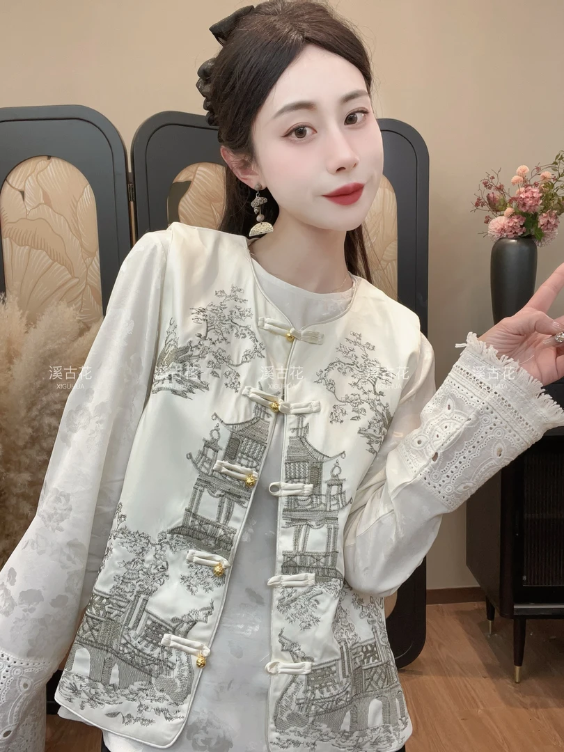 【亭台马甲】2025早春刺绣新中式重工织锦马甲女百搭春季显瘦上衣