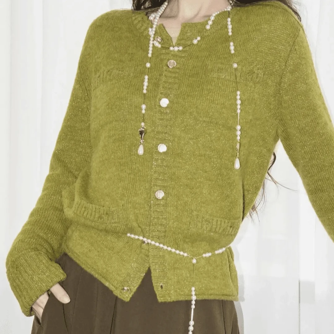 GIRDEAR/哥弟秋冬新款高雅温柔细闪珠片软糯百搭针织开衫148044