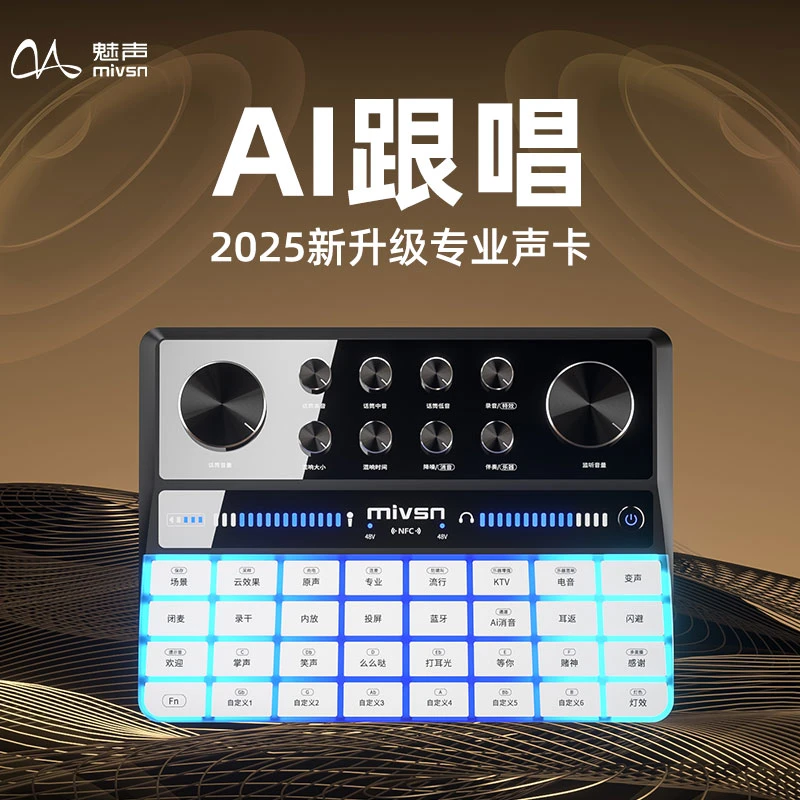 魅声G9 PRO AI跟唱全新专业声卡消音直播唱歌专用网红声卡单声卡