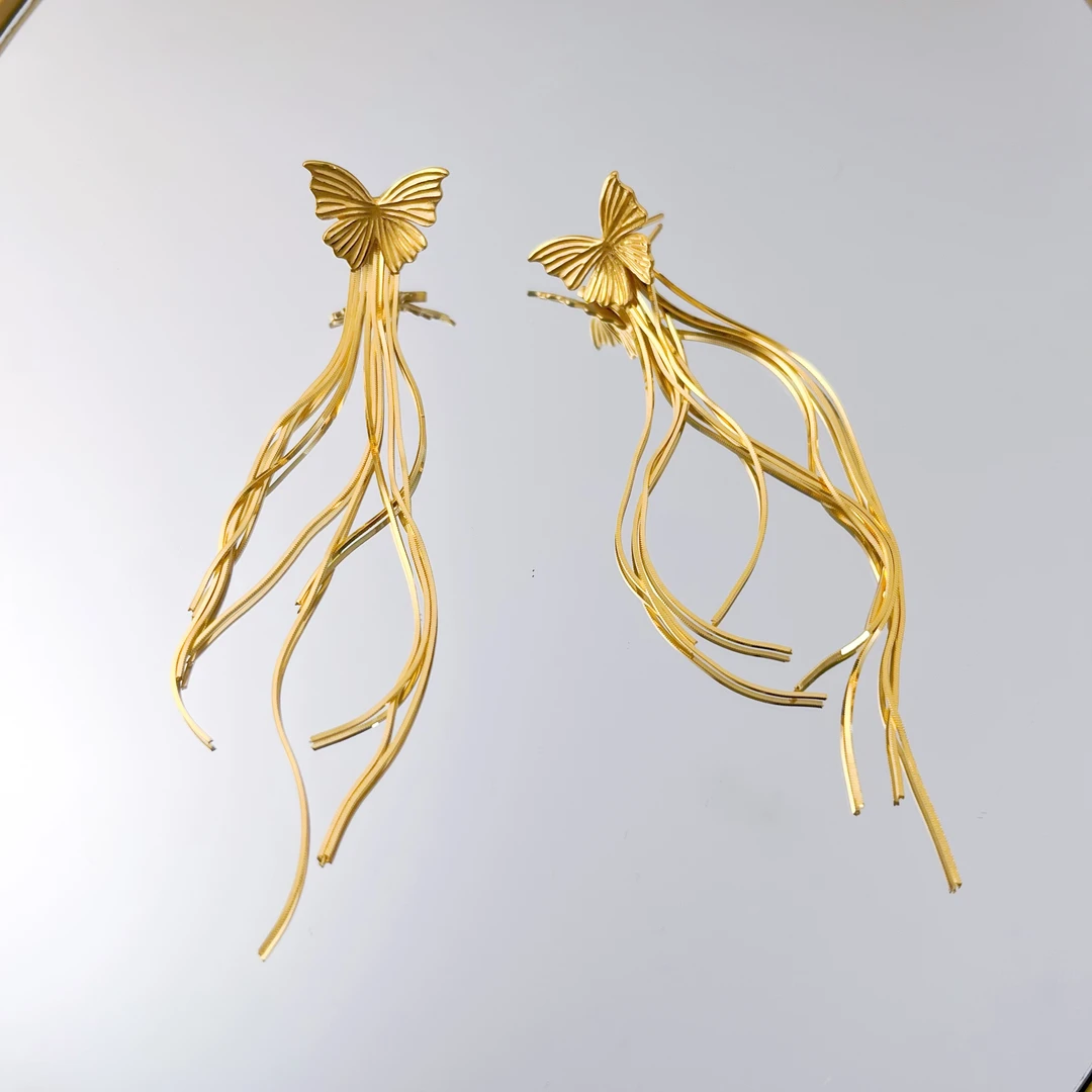 【流苏耳钉合集】足金999黄金5G百搭蛇骨流苏时尚耳钉合集