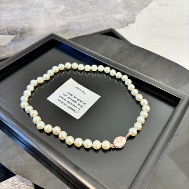 铜合金仿珍珠项链 白色地球zz项链XL2619