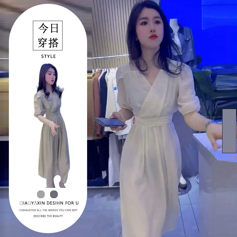 白色小众设计感连衣裙2025新款女夏季高端精致超好看法式连衣裙女