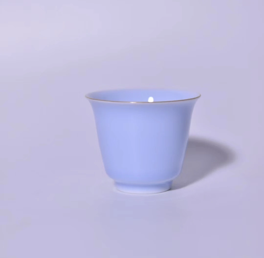 清河茶集 浅灰蓝玉泥闻香杯 景德镇高温手工颜色釉主人杯品茗杯子